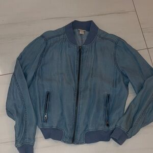 Mossimo Light Blue rayon Bomber Jacket Large